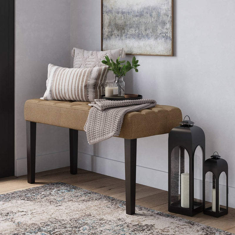 California Fabric Tufted Bench Beige - CorLiving (LOCAL PICKUP ONLY)