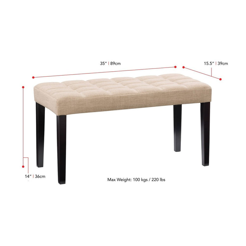 California Fabric Tufted Bench Beige - CorLiving (LOCAL PICKUP ONLY)