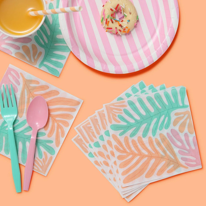 16ct Tropical Print Beverage Napkins