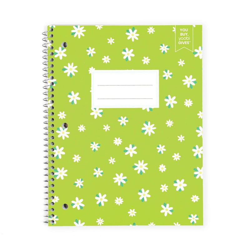 Yoobi Evolve 1 Subject Notebooks 8"x10.5" College Ruled Lime Green Daisy