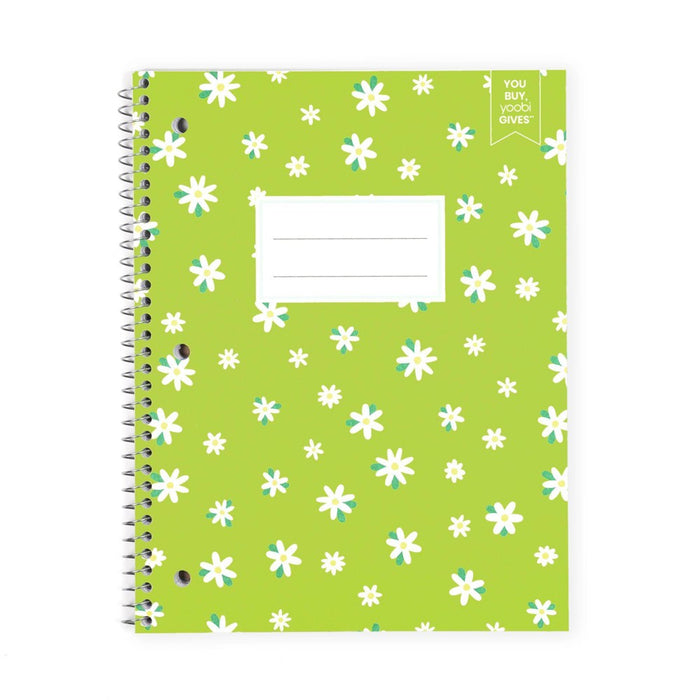 Yoobi Evolve 1 Subject Notebooks 8"x10.5" College Ruled Lime Green Daisy