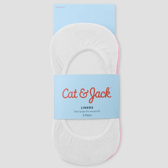 Girls' 3pk Liner Solid Socks - Cat & Jack Colors May Vary L