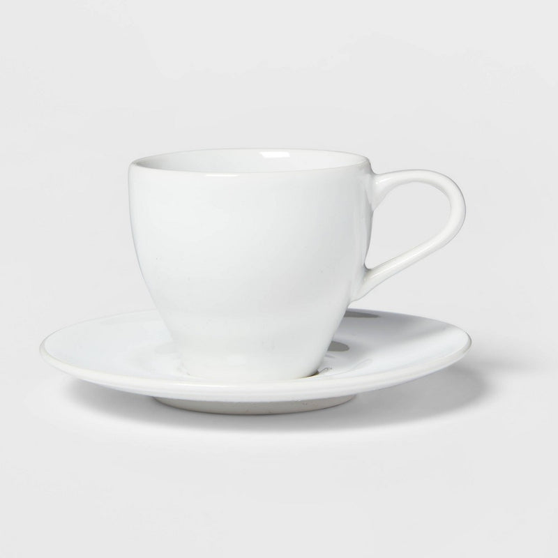 3.4oz Porcelain Espresso Cup with Saucer White - Threshold