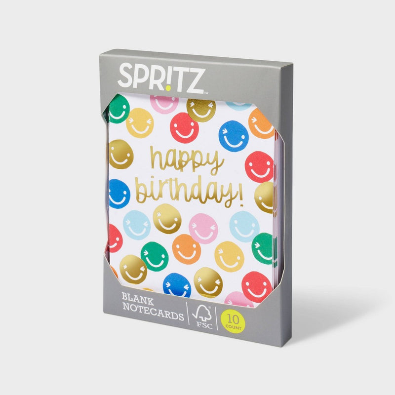 10ct Happy Birthday! Smiley Cards - Spritz