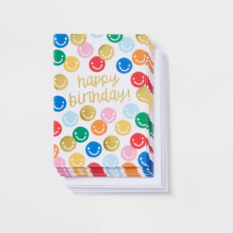 10ct Happy Birthday! Smiley Cards - Spritz