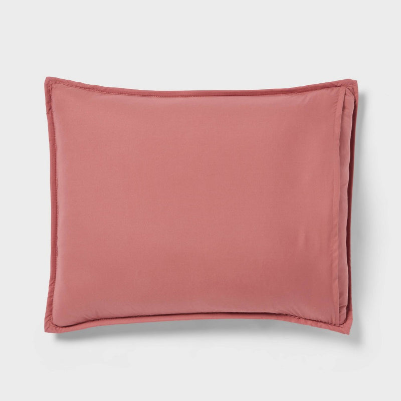 Standard Satin Quilt Sham Rose Pink - Room Essentials: OEKO-TEX Certified, Sateen Texture, No Backing, Machine Washable