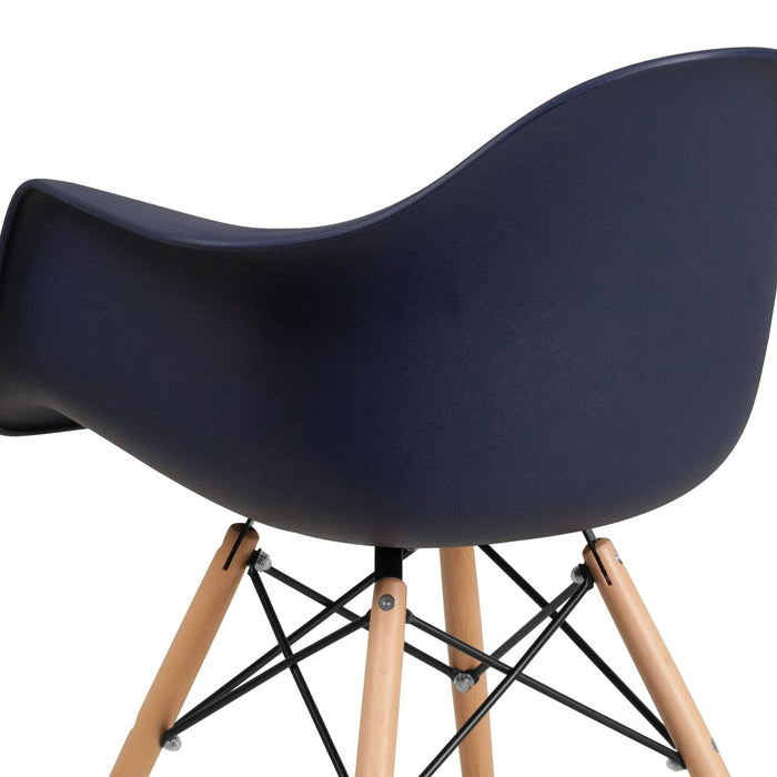 Flash Furniture Alonza Series Navy Plastic Chair with Wooden Legs (LOCAL PICKUP ONLY)
