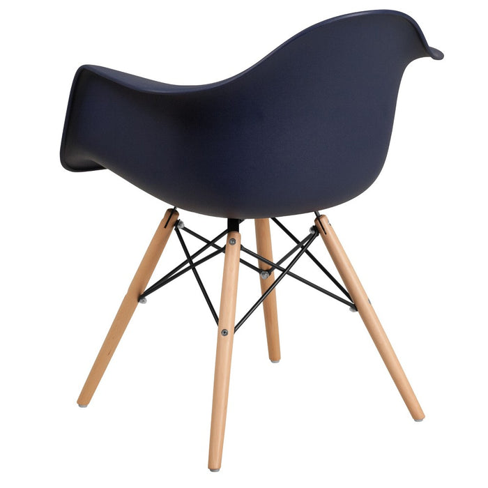 Flash Furniture Alonza Series Navy Plastic Chair with Wooden Legs (LOCAL PICKUP ONLY)