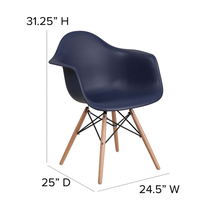 Flash Furniture Alonza Series Navy Plastic Chair with Wooden Legs (LOCAL PICKUP ONLY)