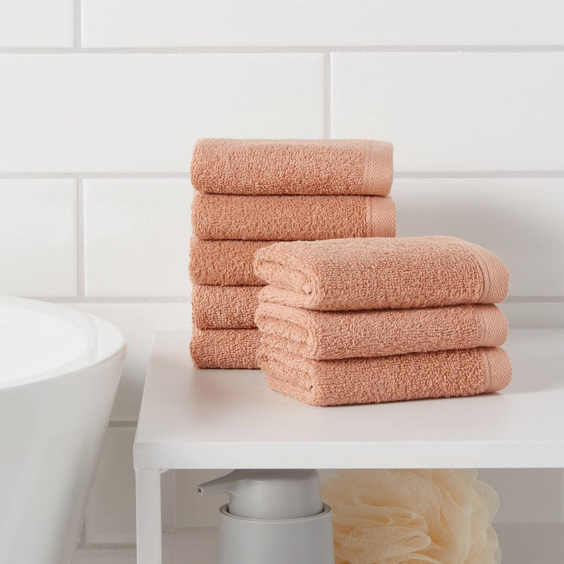 8pk Antimicrobial Washcloth Set Copper - Room Essentials: Midweight Cotton Terry, Machine Washable, Oeko-Tex Certified
