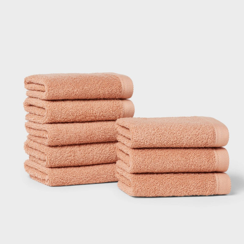 8pk Antimicrobial Washcloth Set Copper - Room Essentials: Midweight Cotton Terry, Machine Washable, Oeko-Tex Certified