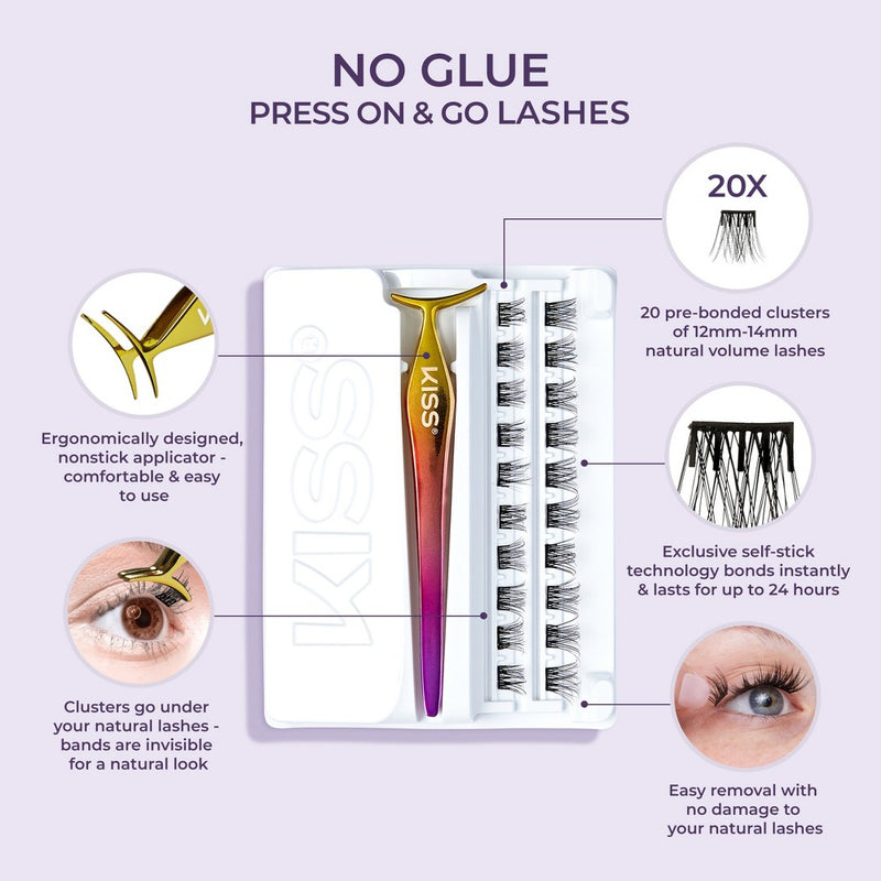KISS Products imPRESS Self Adhesive Eyelashes - Natural Lash Clusters - 21ct