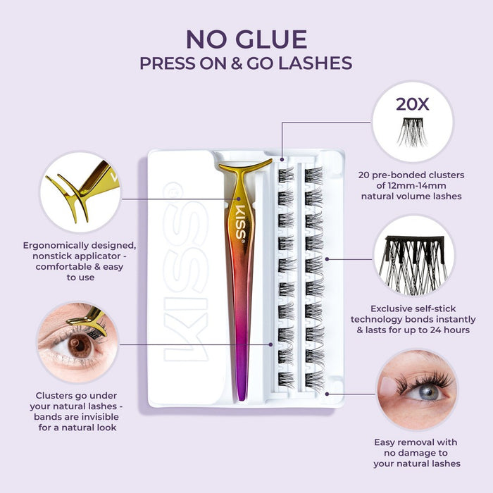 KISS Products imPRESS Self Adhesive Eyelashes - Natural Lash Clusters - 21ct