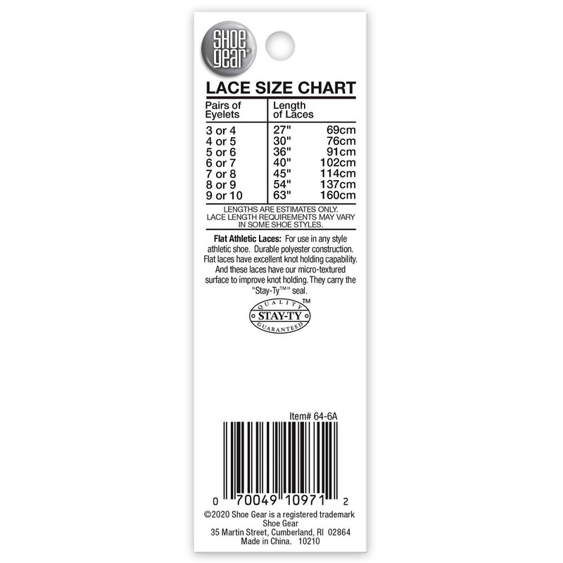 Shoe Gear Flat Athletic Shoe Laces - Black 54"