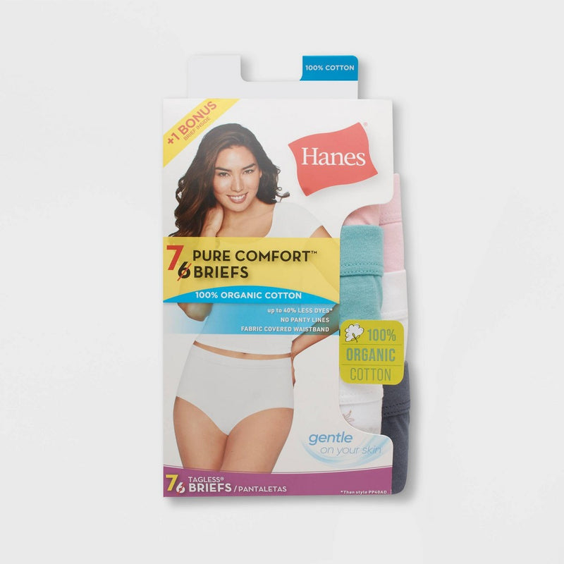 Hanes Women's 6+1 Bonus Pack Pure Comfort Organic Cotton Briefs - Colors May Vary 8