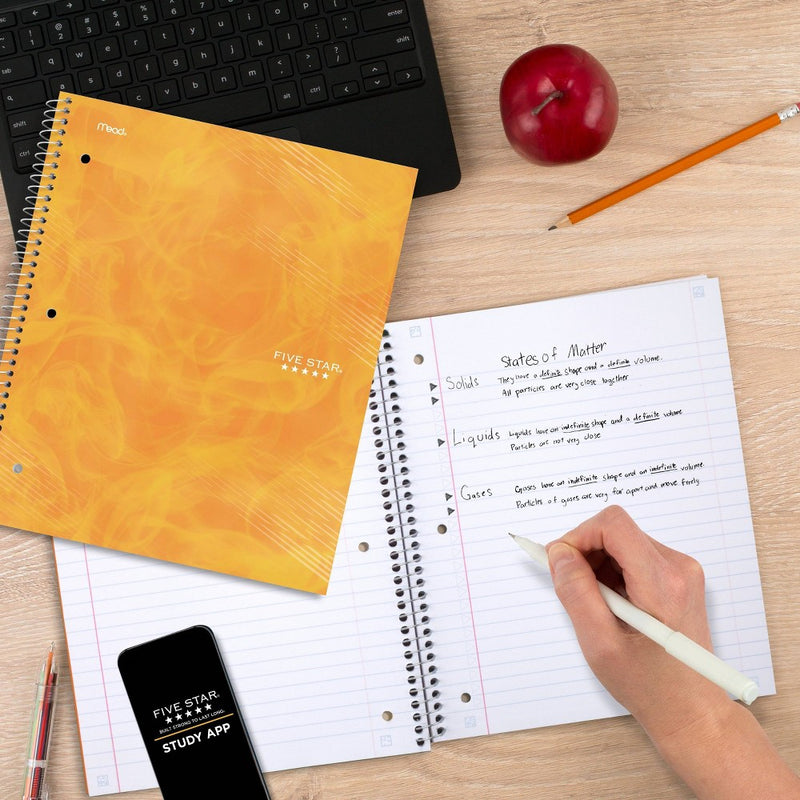 Five Star Active 1 Subject 80ct Wide Ruled Notebook Orange