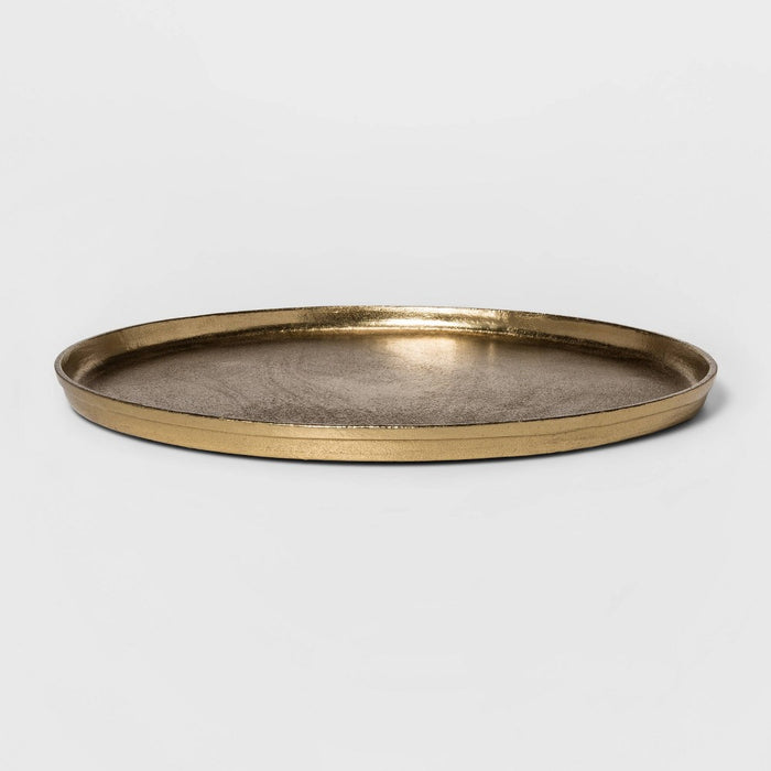 17.6" Round Aluminum Tray Gold - Threshold