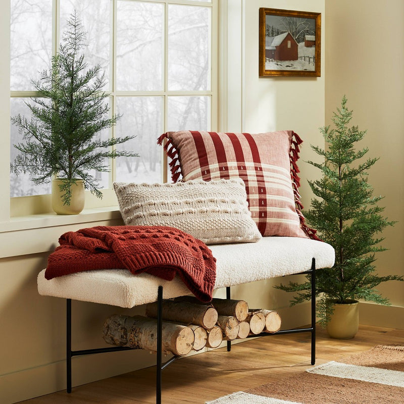 Oversized Bobble Knit Striped Lumbar Throw Pillow Cream - Threshold designed with Studio McGee