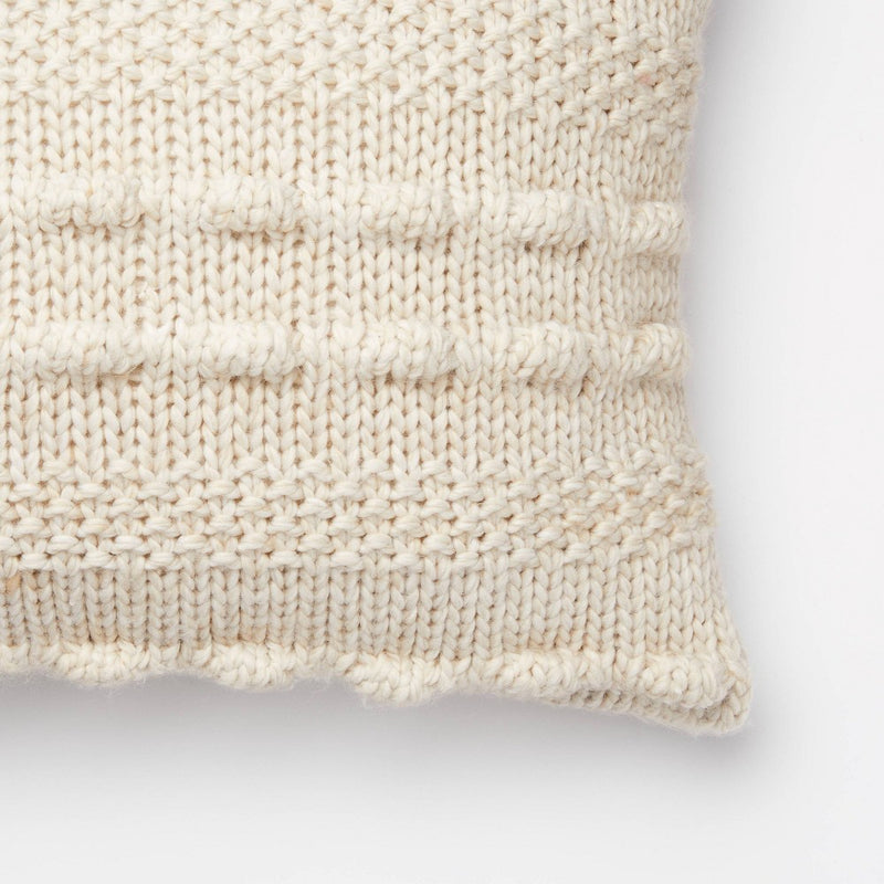Oversized Bobble Knit Striped Lumbar Throw Pillow Cream - Threshold designed with Studio McGee