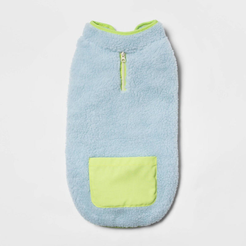 Faux Shearling Dog Vest - Gray Aqua - XL - Boots & Barkley