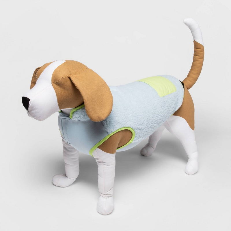 Faux Shearling Dog Vest - Gray Aqua - XL - Boots & Barkley