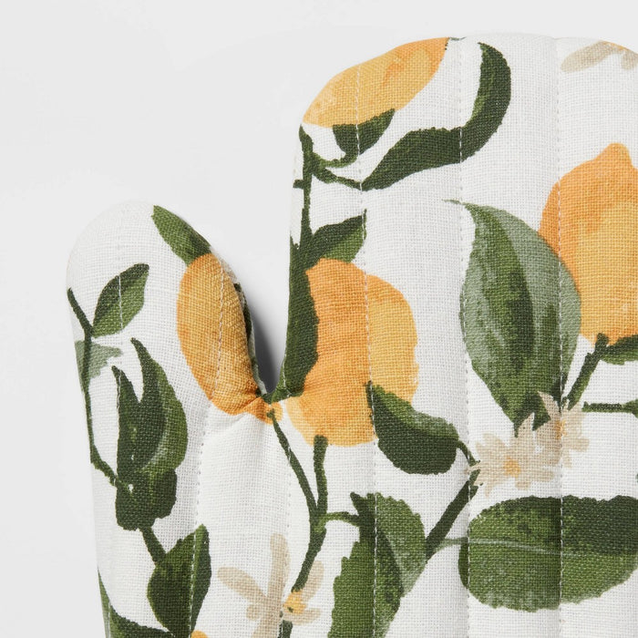 2pc Cotton Printed Lemon Oven Mitt and Pot Holder Set - Threshold
