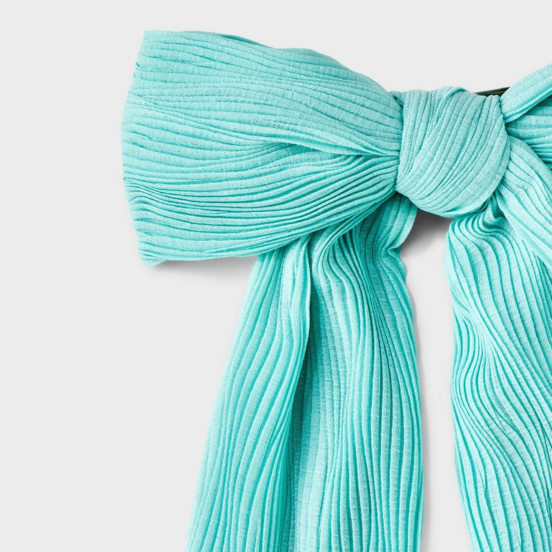 Girls' Ribbed Bow Barrette Clip - art class Aqua Blue
