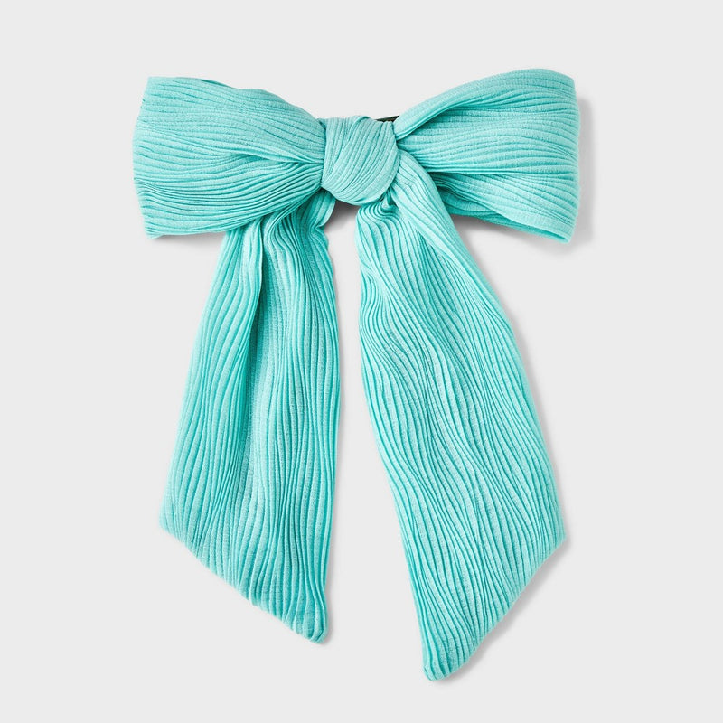 Girls' Ribbed Bow Barrette Clip - art class Aqua Blue