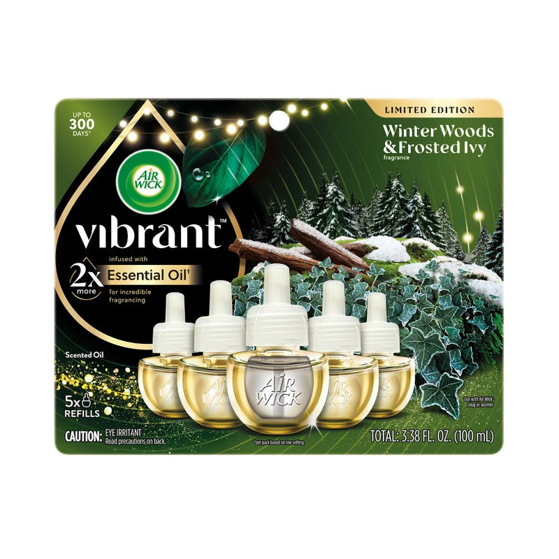 Air Wick Vibrant Scented Oil Air Freshener Refills - Winter Woods & Frosted Ivy - 3.38 fl oz/5pk