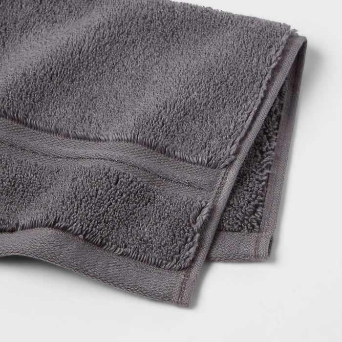 Threshold Spa Plush Washcloth Dark Gray : Microfiber, Machine Washable, Non-Slip Backing