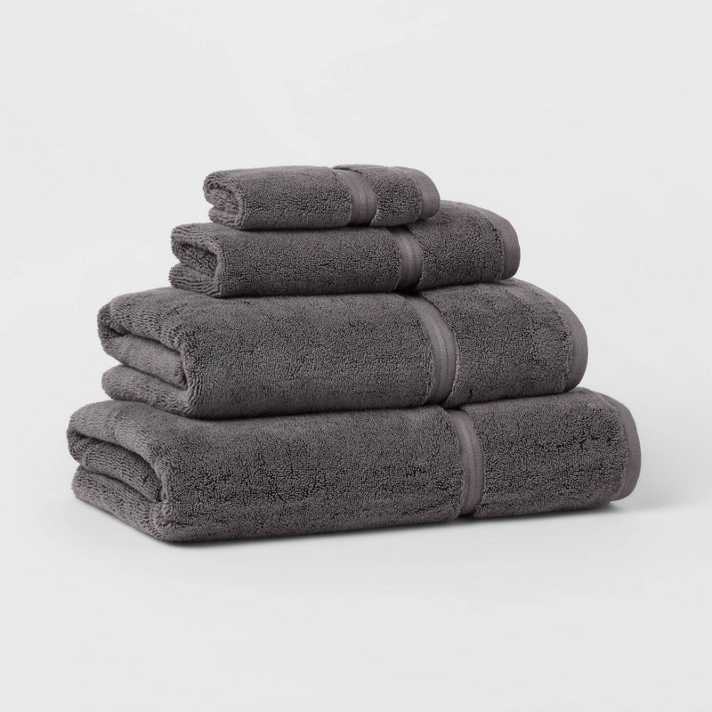 Threshold Spa Plush Washcloth Dark Gray : Microfiber, Machine Washable, Non-Slip Backing
