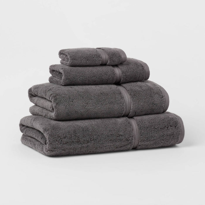 Threshold Spa Plush Washcloth Dark Gray : Microfiber, Machine Washable, Non-Slip Backing