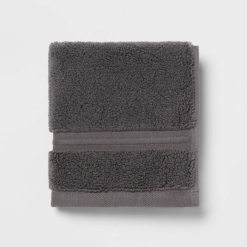 Threshold Spa Plush Washcloth Dark Gray : Microfiber, Machine Washable, Non-Slip Backing