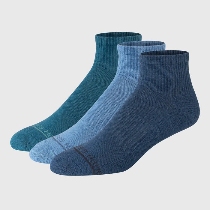 Hanes Originals Premium Men's SuperSoft Ankle Socks 3pk - Navy/Teal 6-12