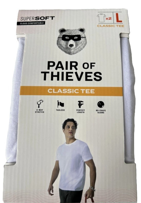 Pair of Thieves Men's Classic Fit Short Sleeve Crewneck Undershirt 2pk - White L