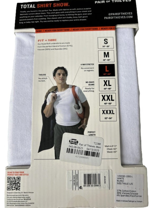 Pair of Thieves Men's Classic Fit Short Sleeve Crewneck Undershirt 2pk - White L