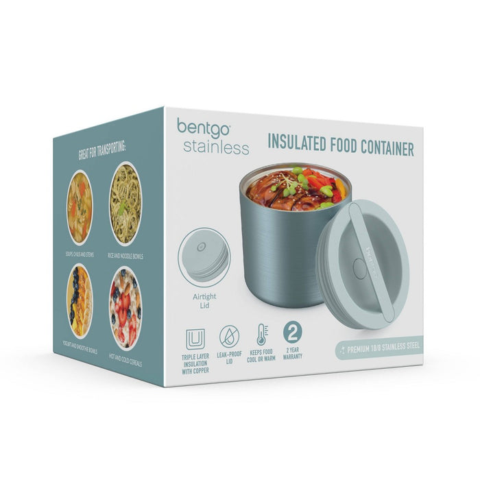 Bentgo 2.4c Stainless Steel Insulted Food Storage Container with Plastic Lid Aqua Blue