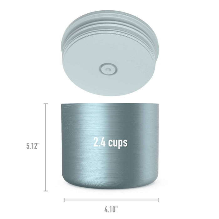 Bentgo 2.4c Stainless Steel Insulted Food Storage Container with Plastic Lid Aqua Blue