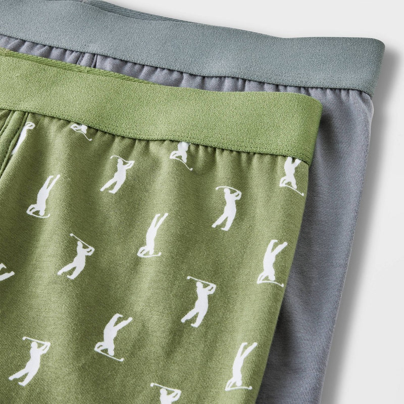 Men's Golfer Print Boxer Briefs 2pk - Goodfellow & Co Green XL