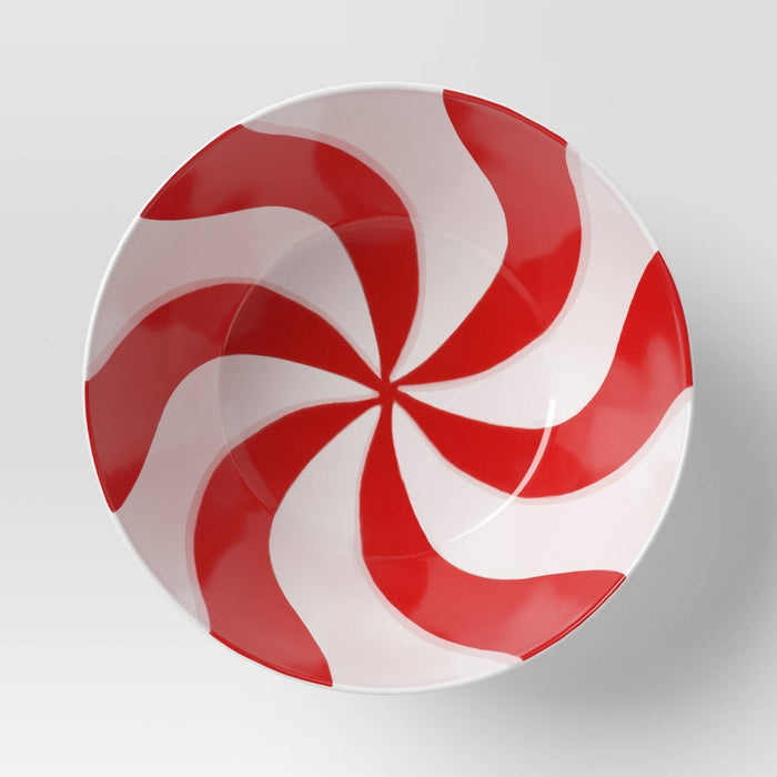 24oz Christmas Melamine Swirl Cereal Bowl Red/White - Wondershop