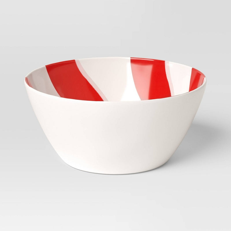 24oz Christmas Melamine Swirl Cereal Bowl Red/White - Wondershop