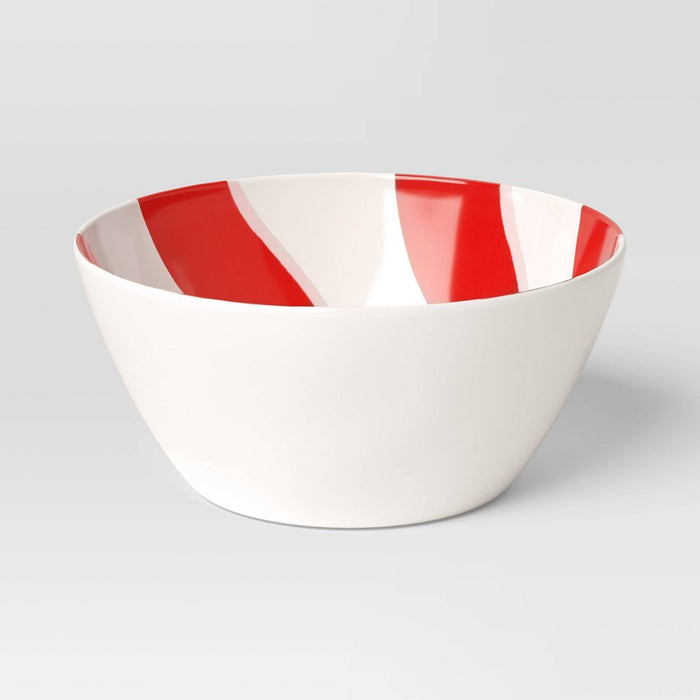 24oz Christmas Melamine Swirl Cereal Bowl Red/White - Wondershop