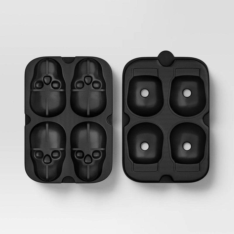 Halloween Skulls Silicone Ice Cube Tray Black - Threshold