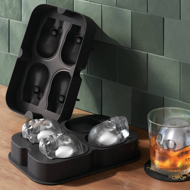 Halloween Skulls Silicone Ice Cube Tray Black - Threshold