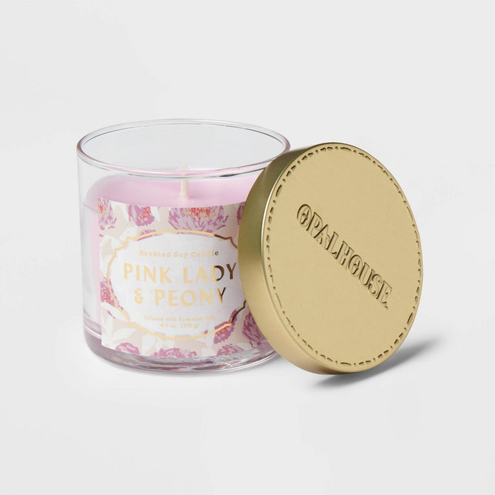 4.1oz 1-Wick Lidded Glass Jar Candle Lady Peony Pink - Opalhouse