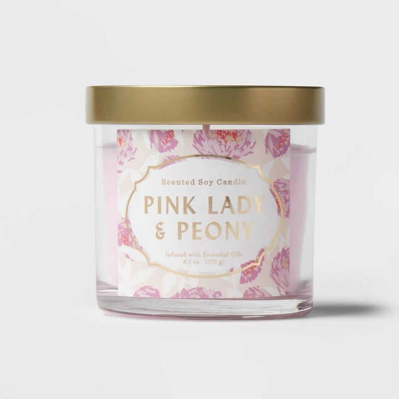 4.1oz 1-Wick Lidded Glass Jar Candle Lady Peony Pink - Opalhouse