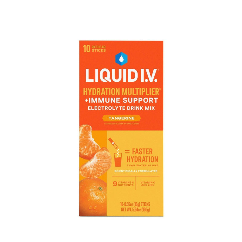 Liquid I.V. Hydration Multiplier + Immune Support Powder Energy Supplements - Tangerine - 0.56oz each/10ct