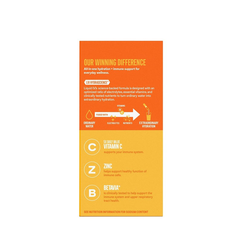 Liquid I.V. Hydration Multiplier + Immune Support Powder Energy Supplements - Tangerine - 0.56oz each/10ct