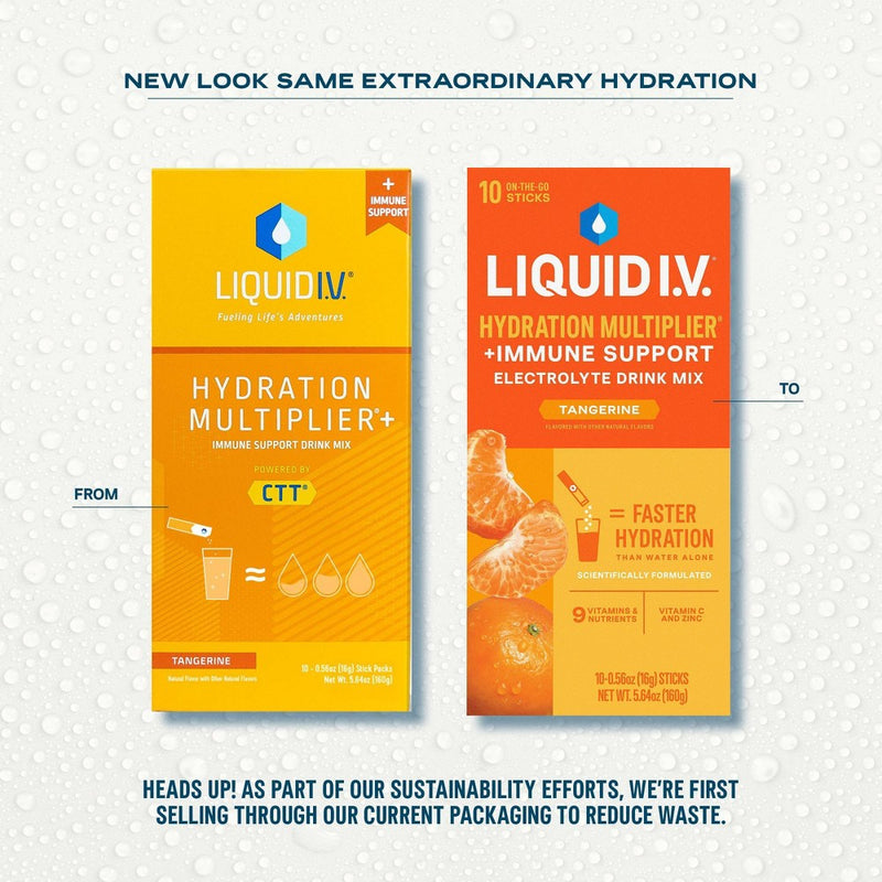 Liquid I.V. Hydration Multiplier + Immune Support Powder Energy Supplements - Tangerine - 0.56oz each/10ct