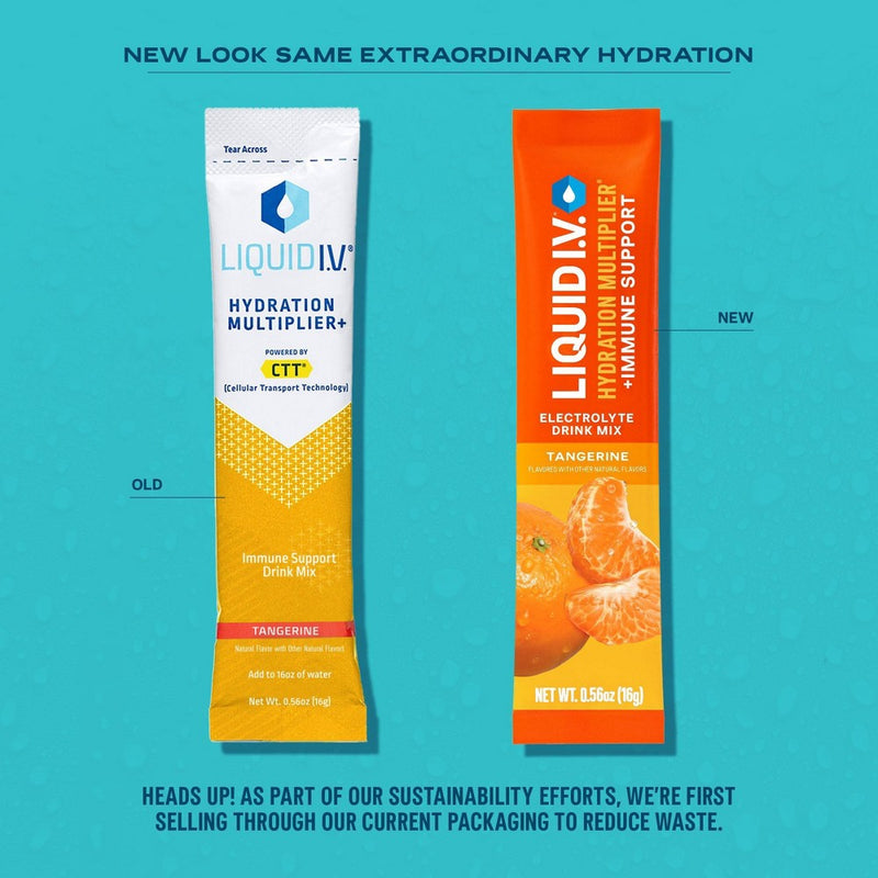 Liquid I.V. Hydration Multiplier + Immune Support Powder Energy Supplements - Tangerine - 0.56oz each/10ct